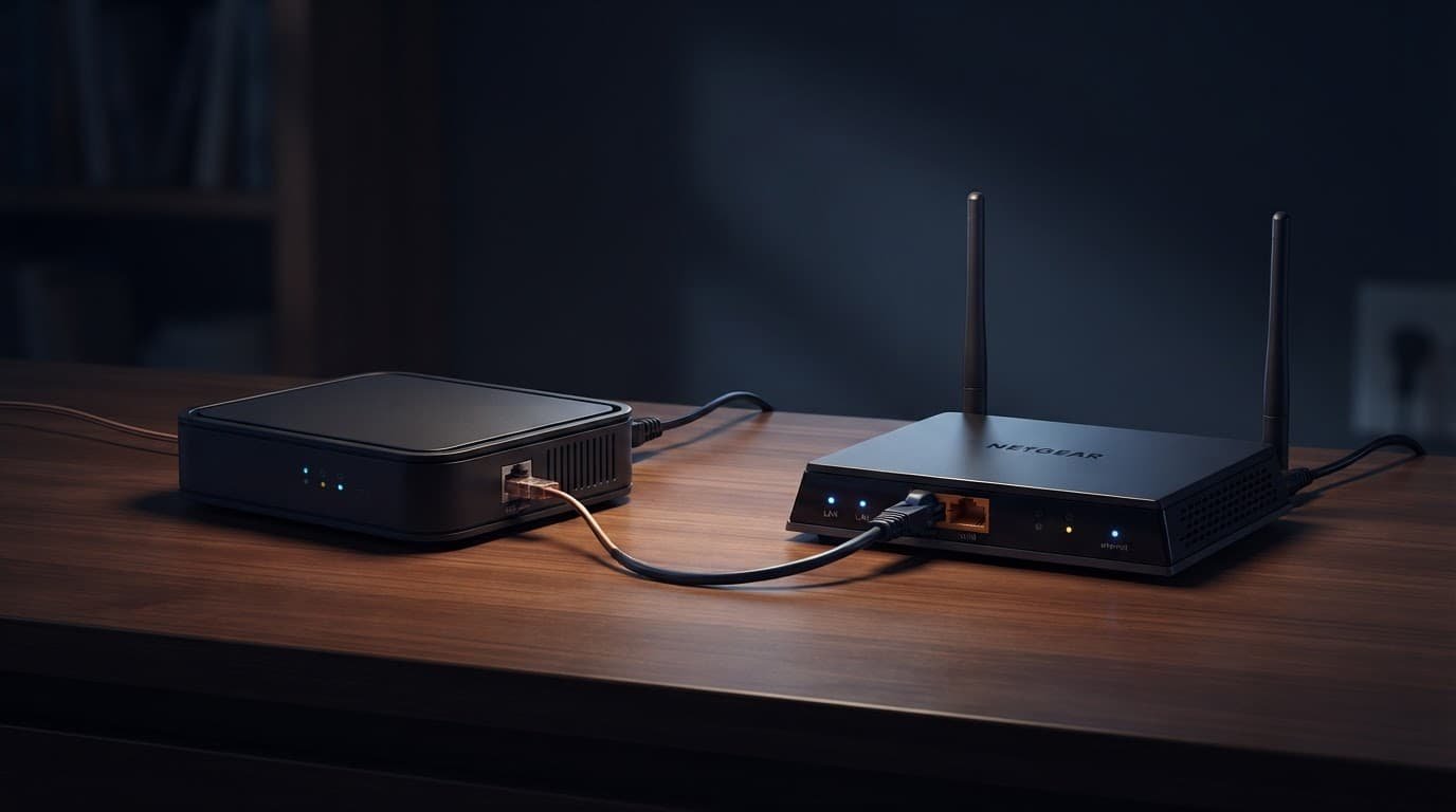 A telephone line connects to DSL equipment.