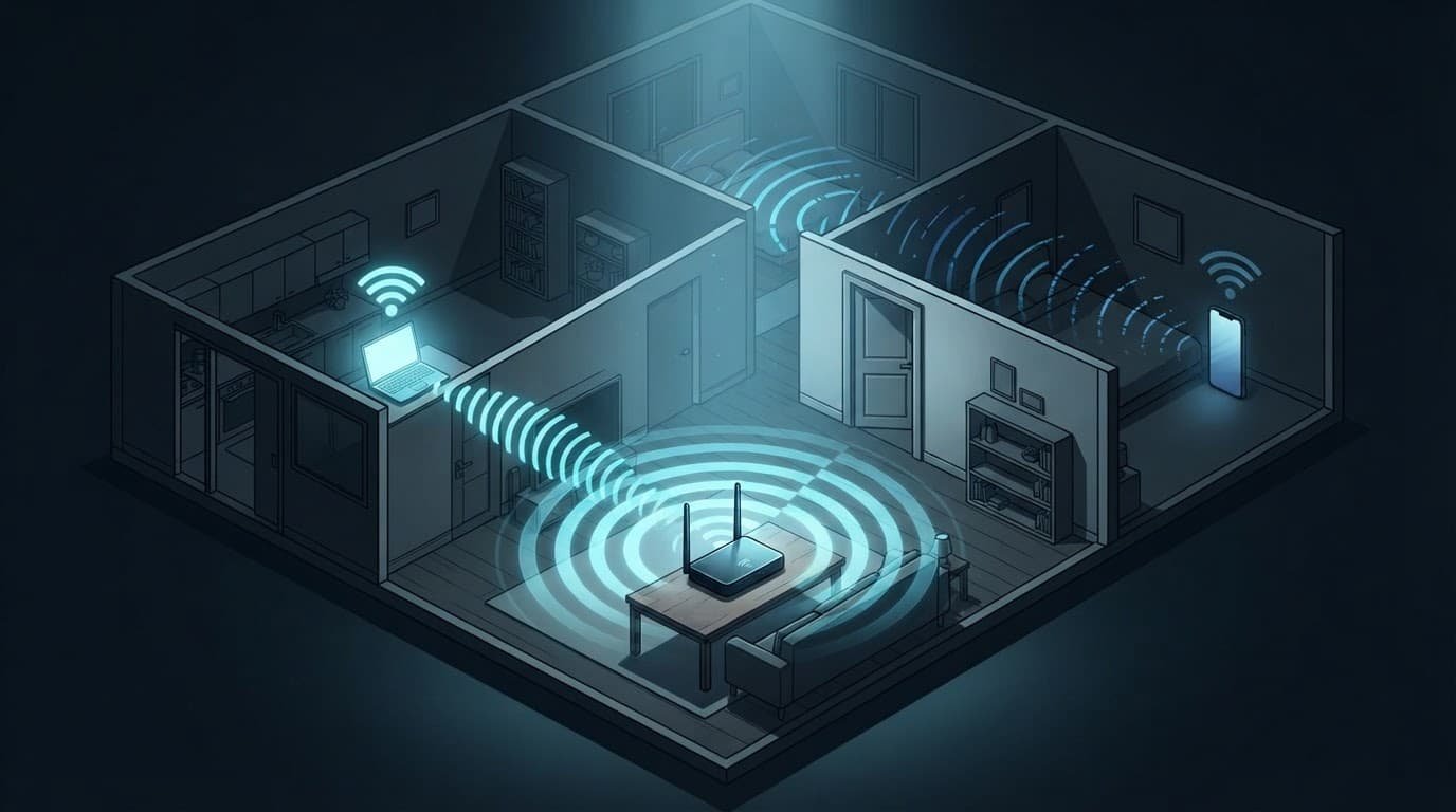Netgear Router Speed Test Guide for Wired and Wi-Fi Results A router sends stronger and weaker signals to a laptop and smartphone.